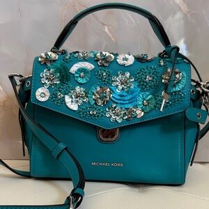 Michael Kors Turquoise Floral Satchel